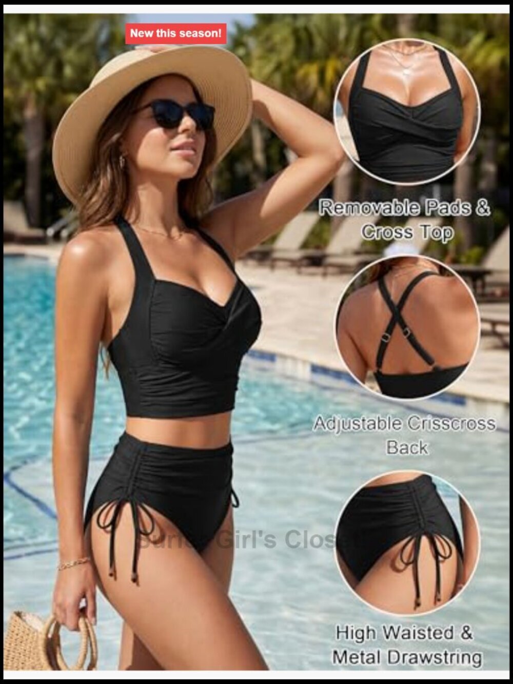 High Waisted Bikini Set Tummy Control Swimwear Two Piece Modest Bathing Suits - Picture 4 of 7